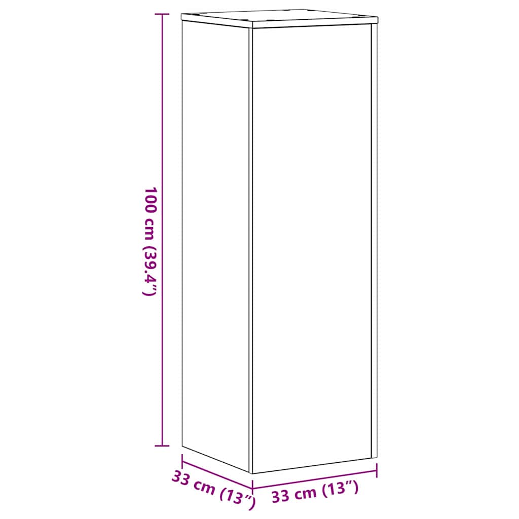 vidaXL Βάση φυτών 2 pcs Μαύρη δρυς 33 x 33 x 100 cm Επεξεργασμένο ξύλο