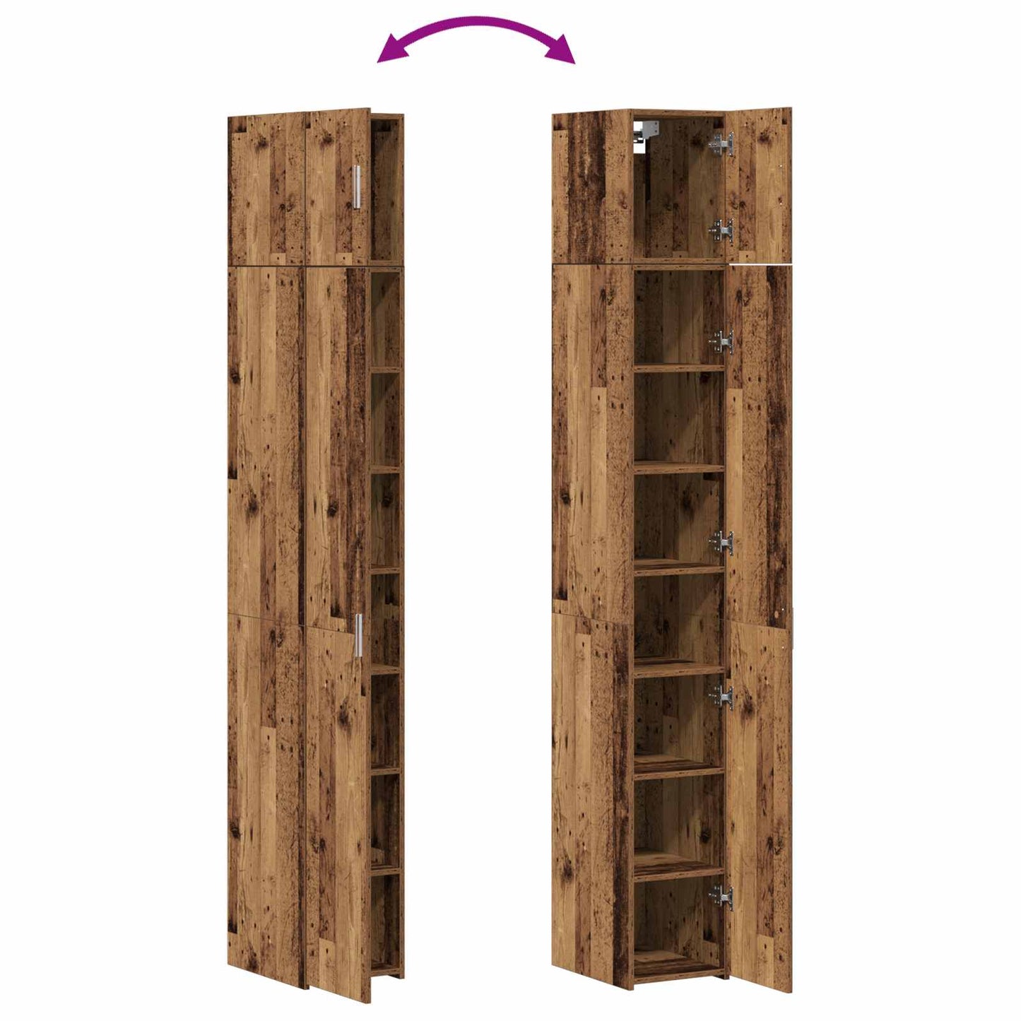 vidaXL Λεπτό Ντουλάπι Παλιά Ξυλεία 30x42.5x225 εκ. Μηχανικά ξύλο