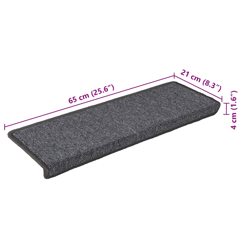vidaXL Πατάκια Σκαλοπάτια 30 τεμ. Σκούρο Γκρι 65x21x4 εκ. με Ορθογώνια Άκρη