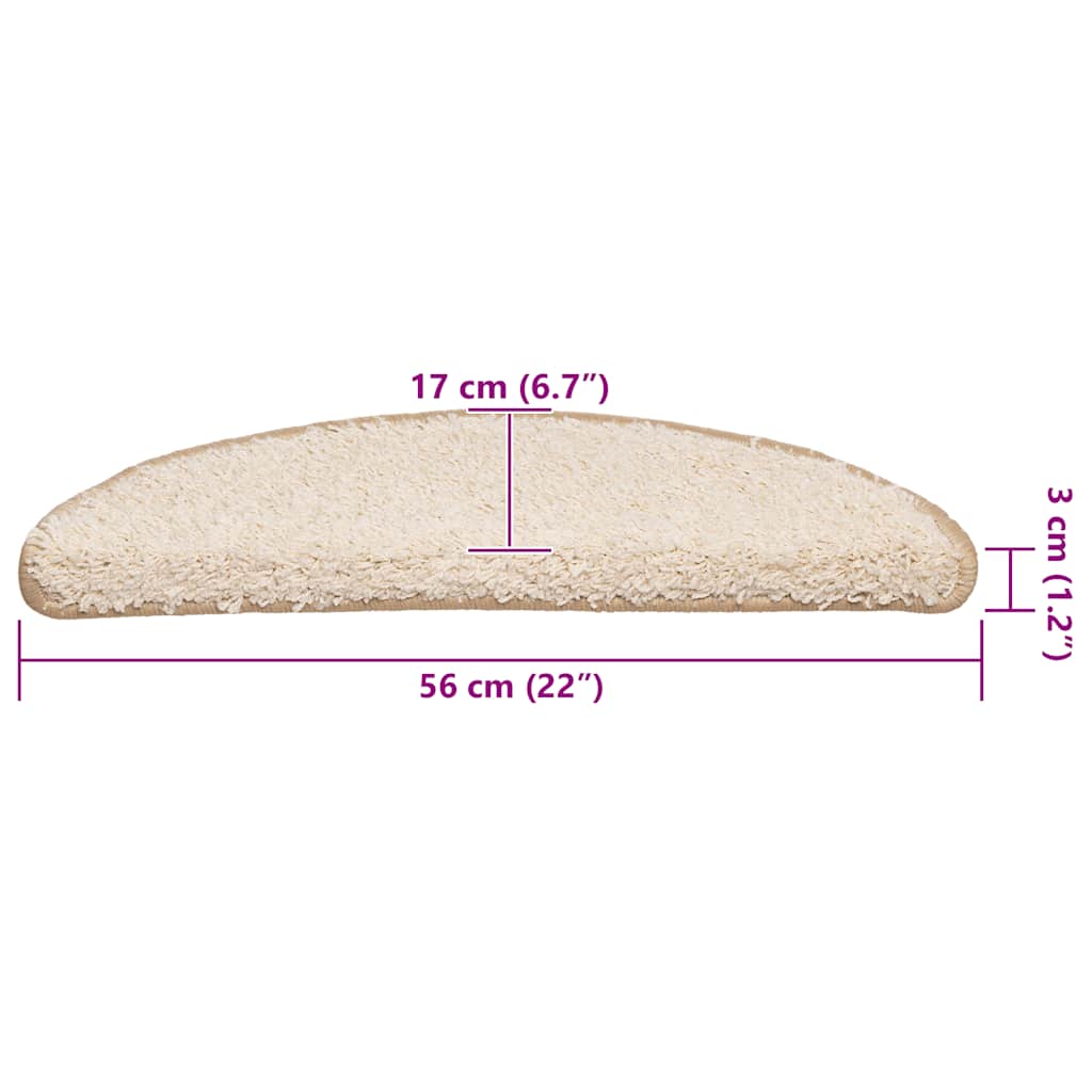 vidaXL Πατάκια Σκαλιών 20 τεμ. Κρεμ Ημίστρογγυλά 56x17x3 εκ.