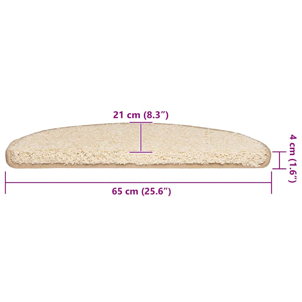 vidaXL Πατάκια Σκαλιών 20 τεμ. Κρεμ Ημίστρογγυλά Μεγάλα 65x21x4 εκ.