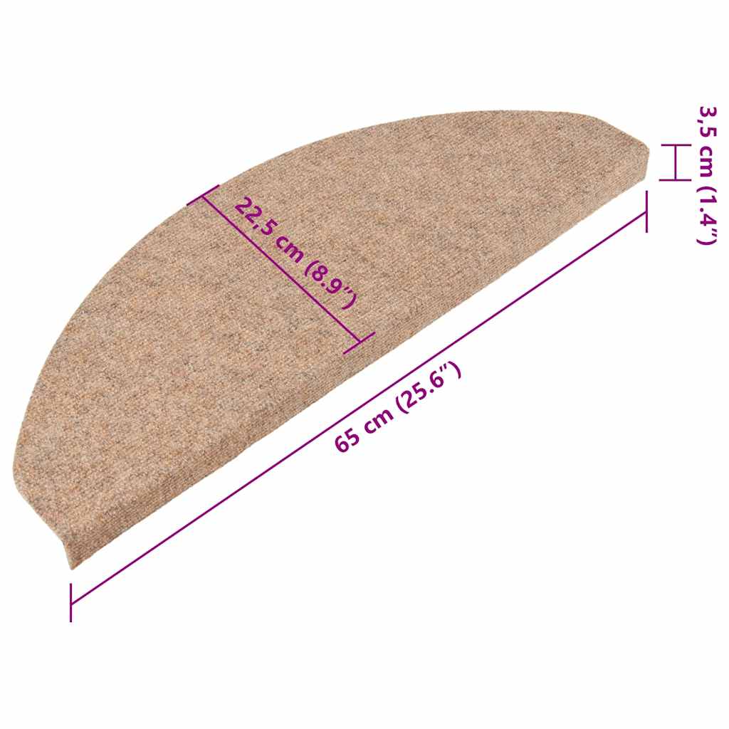 vidaXL Πατάκια Σκάλας Αυτοκόλλητα 20 τεμ. Μπεζ 65 x 22,5 x 3,5 εκ.