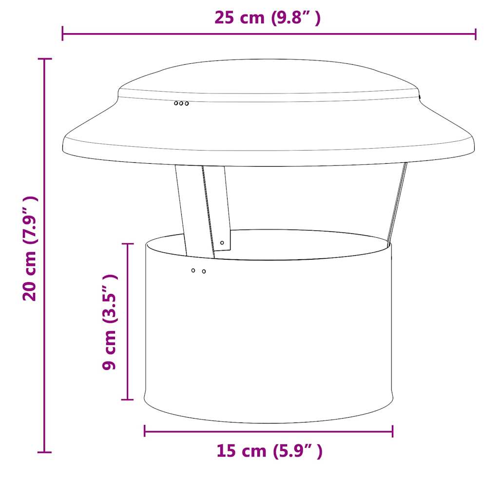 vidaXL Κάλυμμα Βροχής Καμινάδας Ασημί 25 x 25 x 20 εκ.