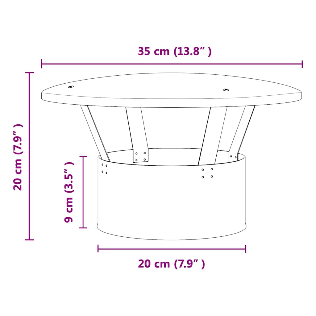 vidaXL Κάλυμμα Βροχής Καμινάδας Ασημί 35 x 35 x 20 εκ