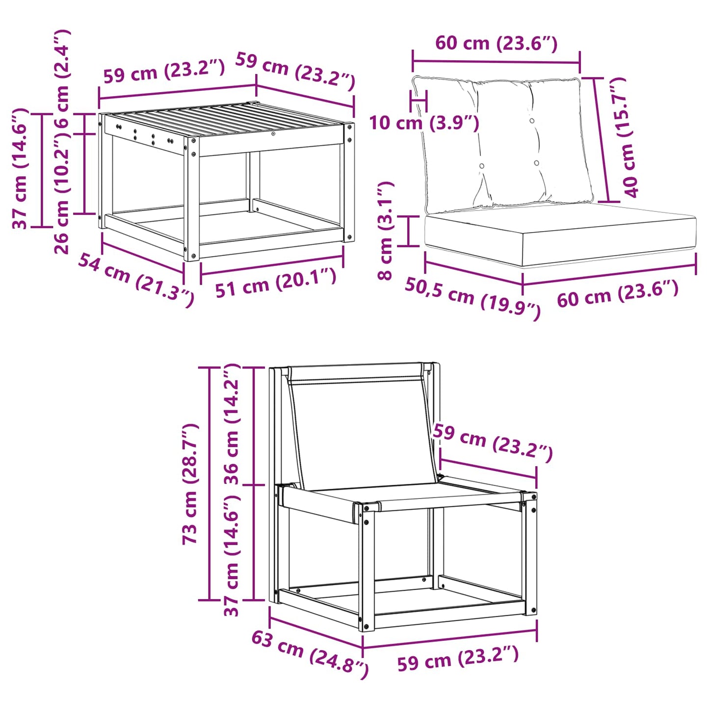 vidaXL Σειρά Καναπέ Εξωτερικού με μαξιλάρι 5 pcs Φυσικό και Μαύρο