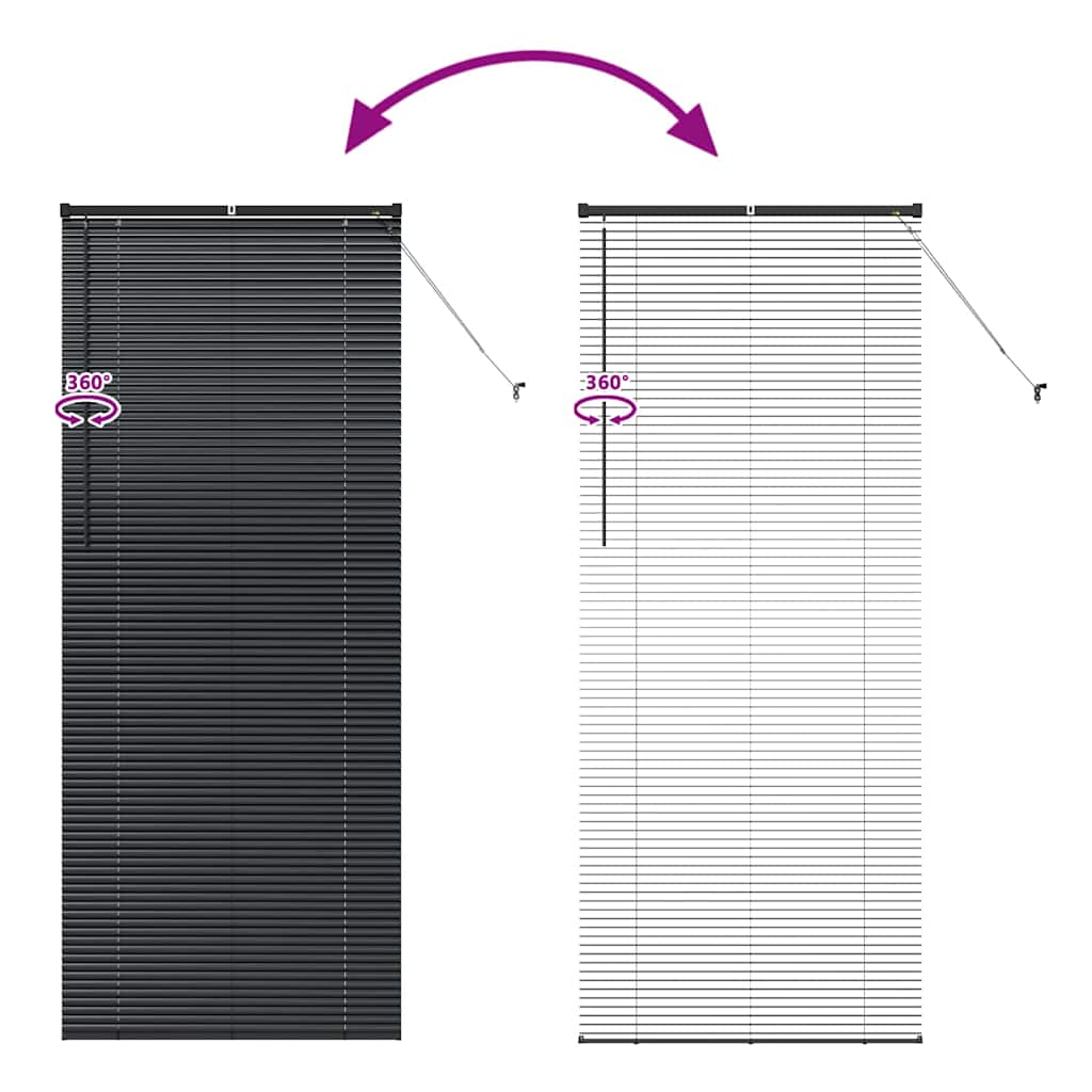 vidaXL Βενετσιάνικη Σκίαση Μαύρο 220 x 95 εκ 25 χιλ. Αλουμίνιο