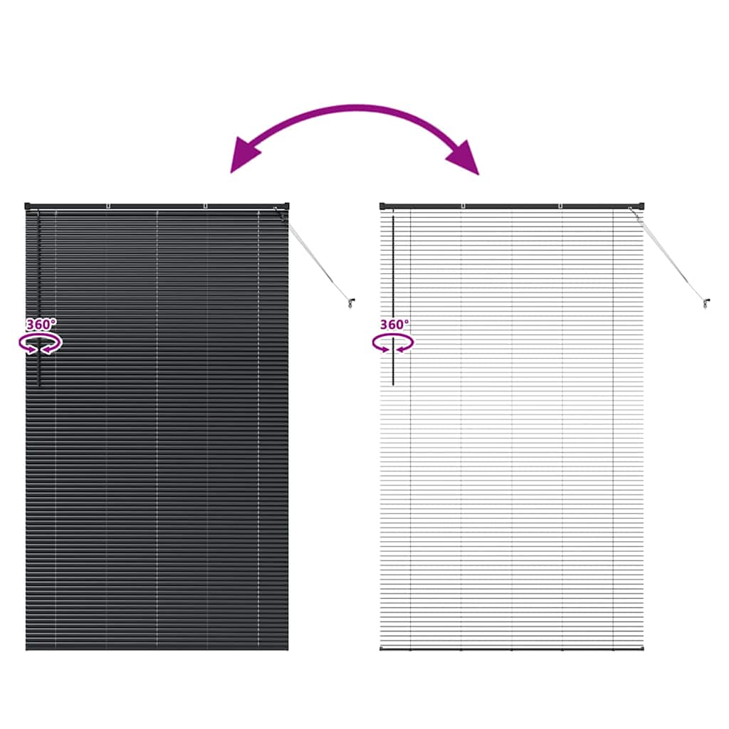 vidaXL Βενετσιάνικη Σκίαση Μαύρο 220 x 130 εκ 25 χιλ. Αλουμίνιο