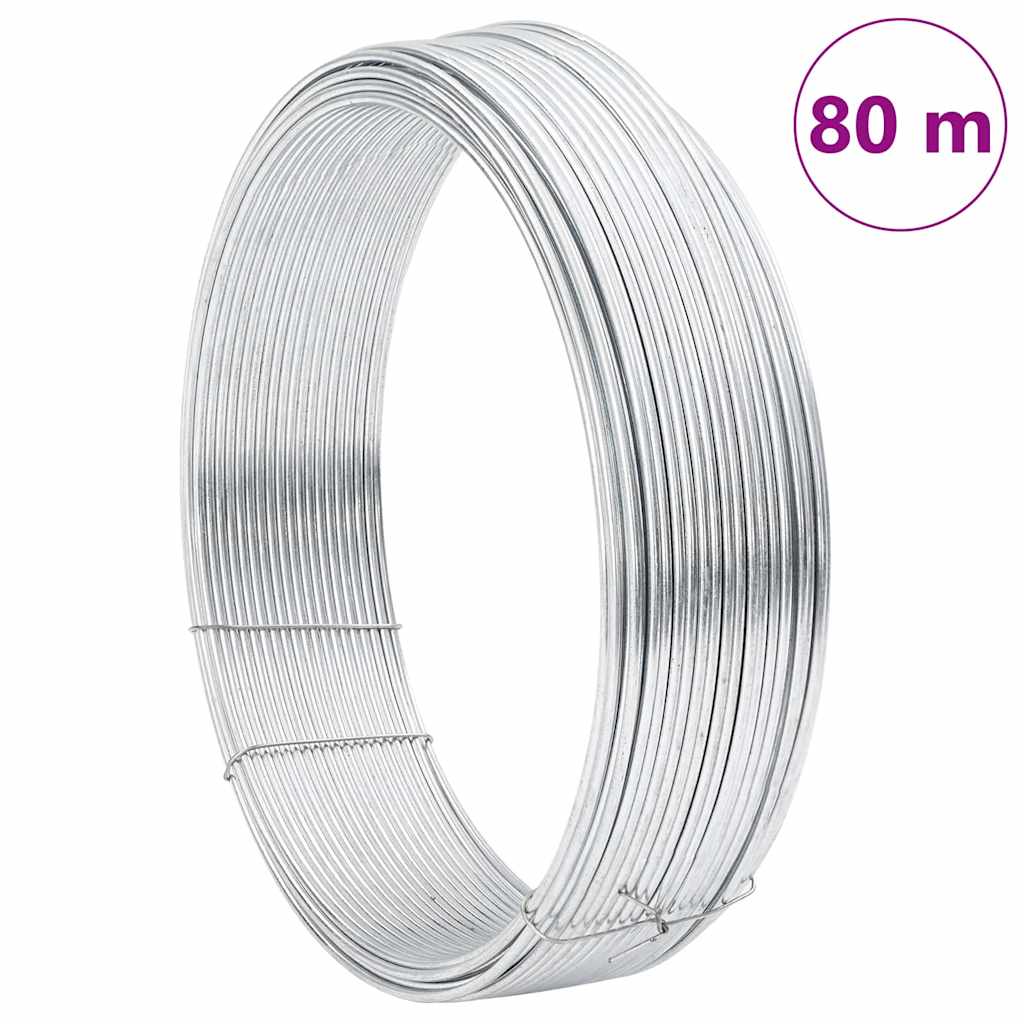 vidaXL Σχοινί Περιφράξεως Ασημί 80 m