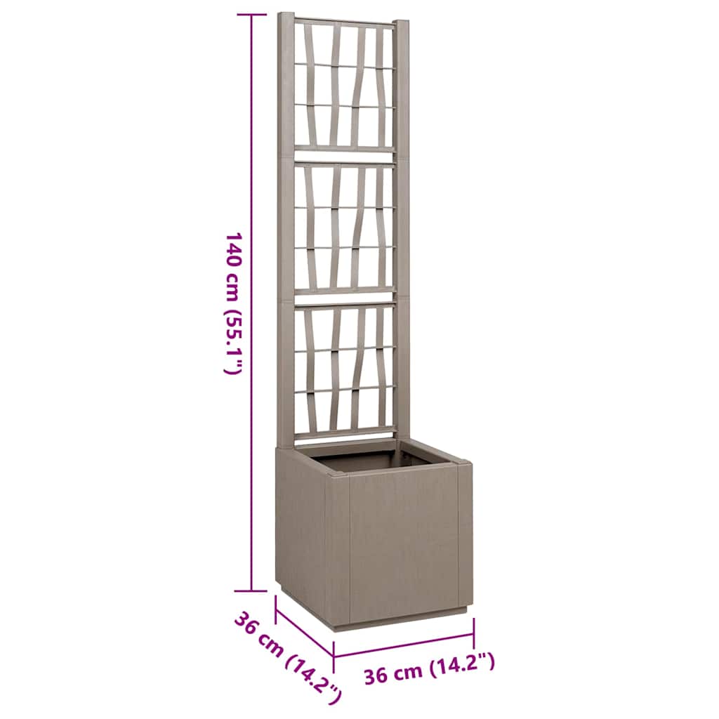 vidaXL Γλάστρα Κήπου Γκρι 36 x 36 x 140 εκ. Πολυπροπυλένιο