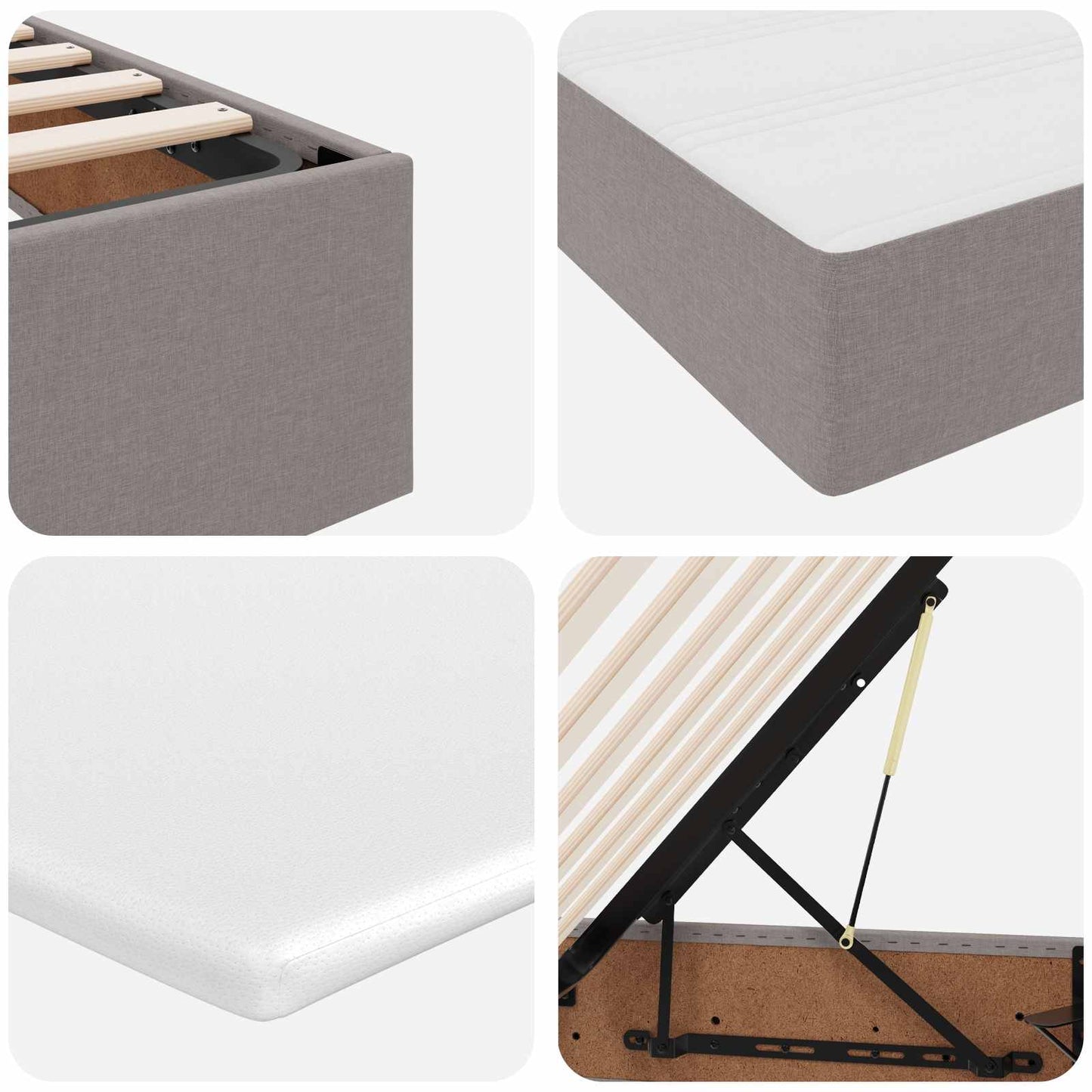 vidaXL Κρεβάτι με αποθηκευτικό χώρο και στρώμα Taupe 100 x 200 cm