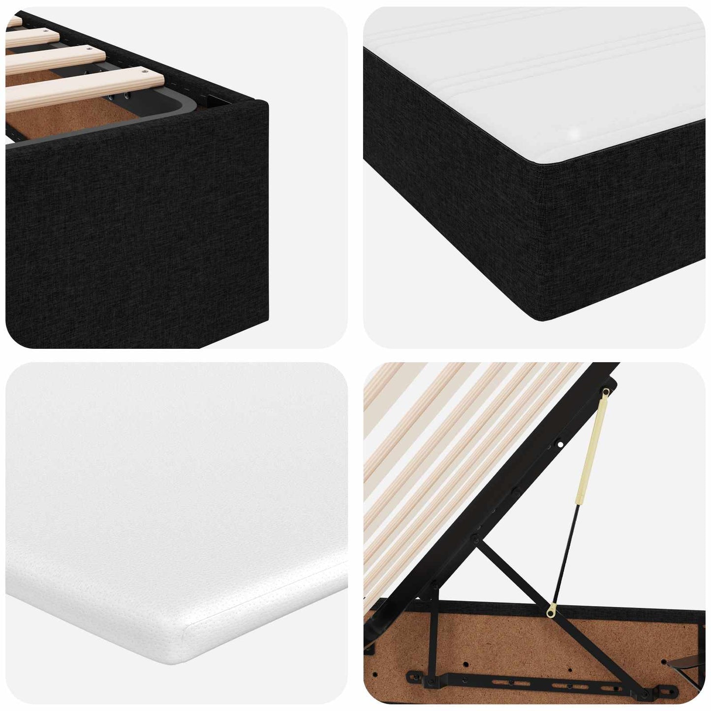 vidaXL Κρεβάτι με αποθηκευτικό χώρο και στρώμα Μαύρο 140 x 200 cm