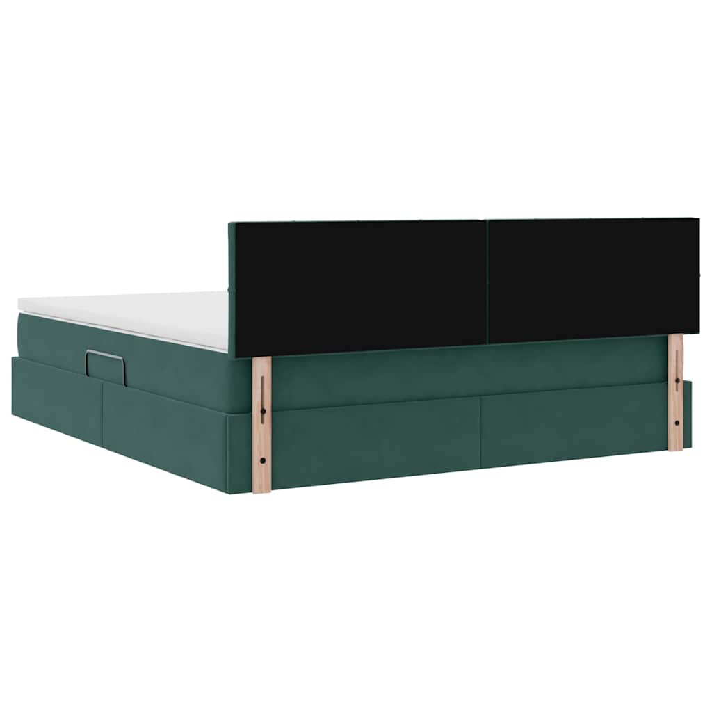 vidaXL Κρεβάτι Αποθήκης Σκούρο Πράσινο 160 x 200 cm Βελούδο