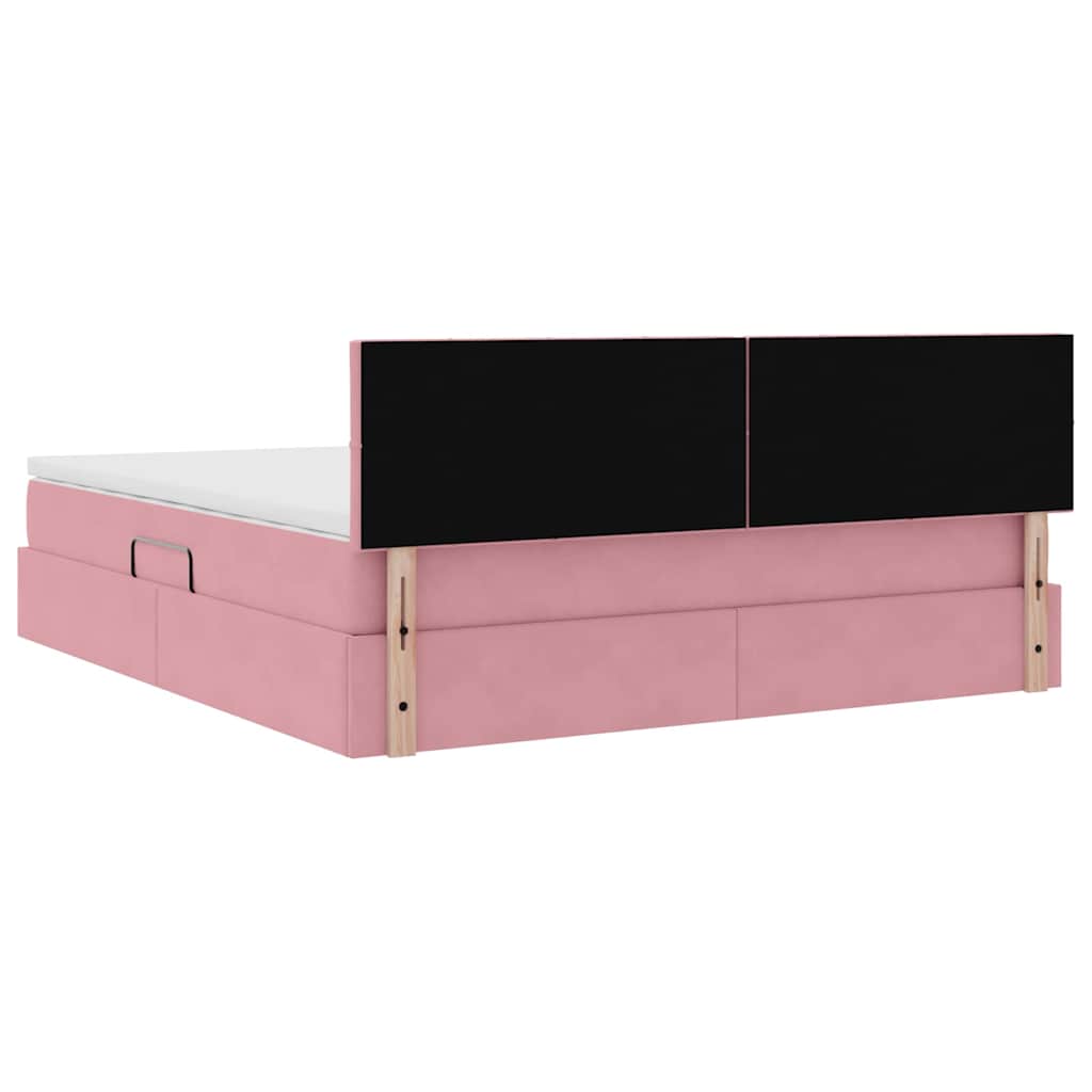 vidaXL Κρεβάτι Αποθήκης με κεφαλάρι Ροζ 180 x 200 cm Βελούδο
