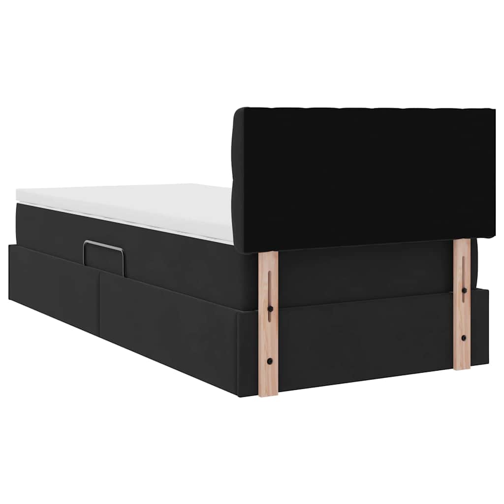 vidaXL Κρεβάτι Αποθήκης με κεφαλάρι Μαύρο 90 x 190 cm Βελούδο