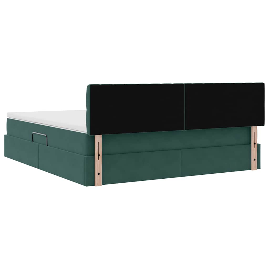 vidaXL Κρεβάτι Αποθήκης Σκούρο Πράσινο 160 x 200 cm Βελούδο