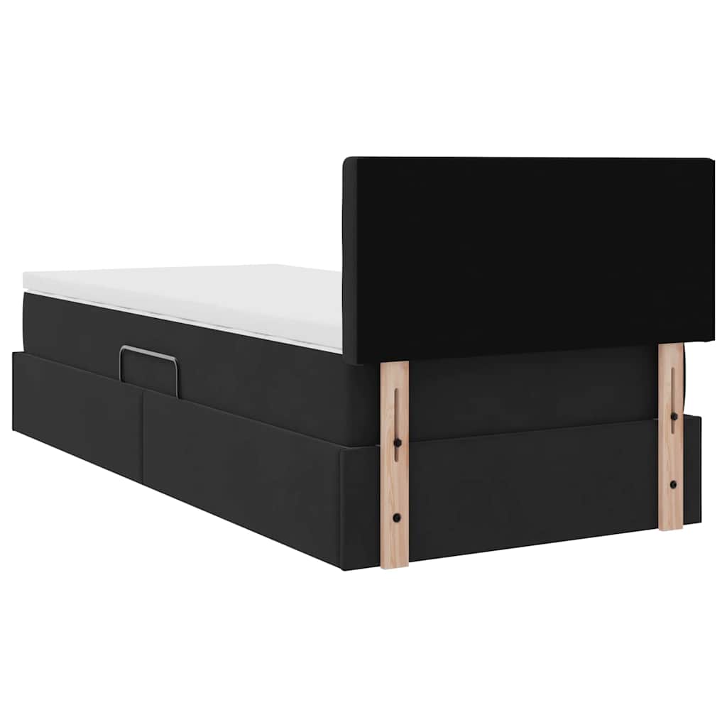 vidaXL Κρεβάτι Αποθήκης με κεφαλάρι Μαύρο 90 x 190 cm Βελούδο