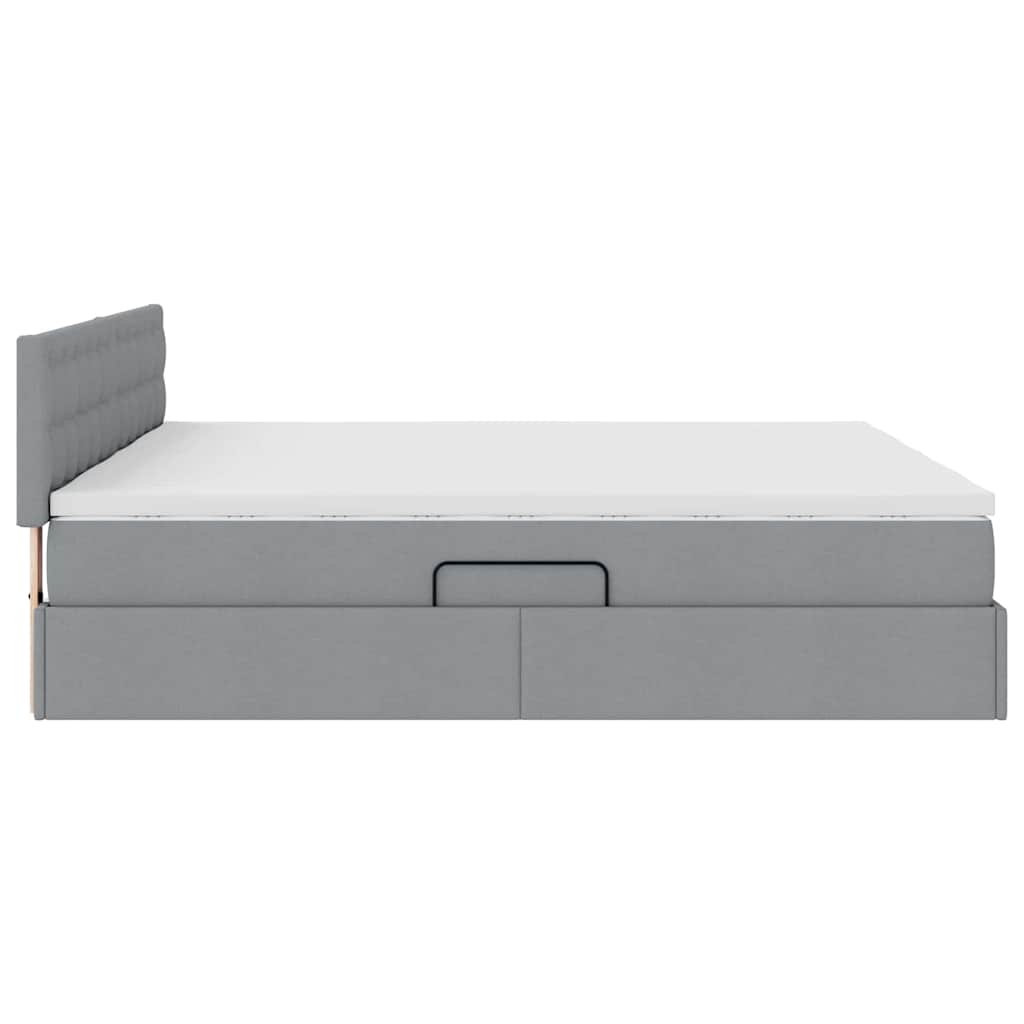 vidaXL Κρεβάτι Αποθήκης Ανοιχτό γκρι 200 x 200 cm Τεχνητό Δέρμα