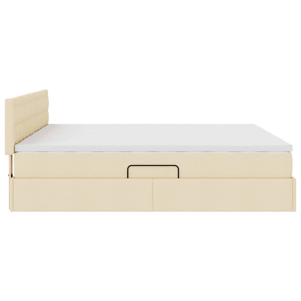 vidaXL Κρεβάτι Αποθήκης με στρώμα Κρέμ 200 x 200 cm Τεχνητό Δέρμα