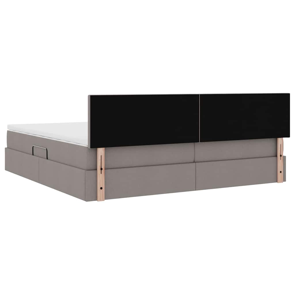 vidaXL LED Κρεβάτι αποθήκευσης με στρώμα Taupe 200 x 200 cm Ύφασμα