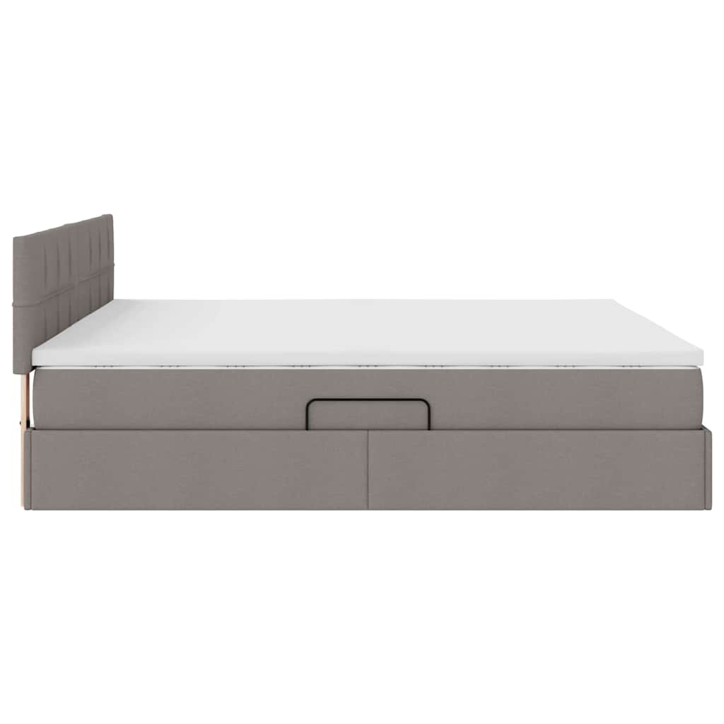 vidaXL LED Κρεβάτι αποθήκευσης με στρώμα Taupe 180 x 200 cm Ύφασμα