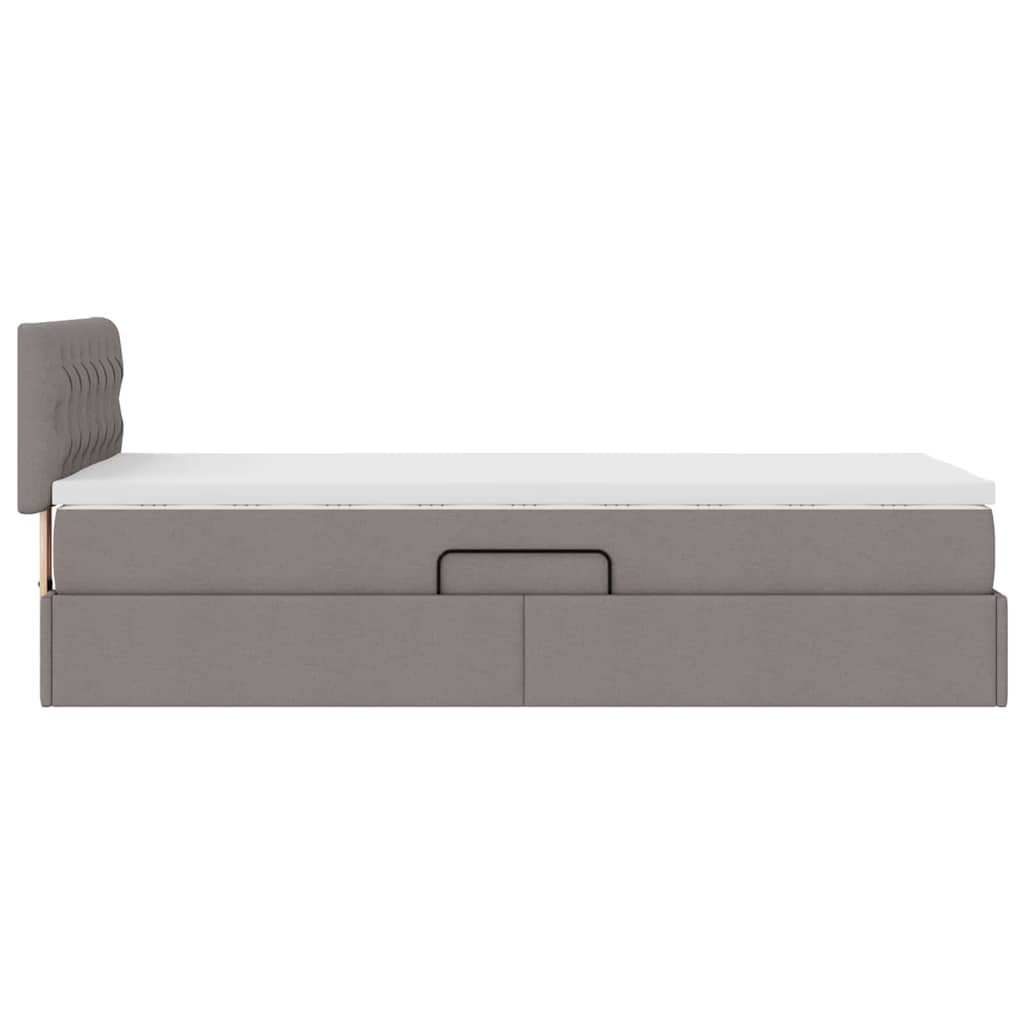 vidaXL LED Κρεβάτι αποθήκευσης με στρώμα Taupe 90 x 190 cm Ύφασμα