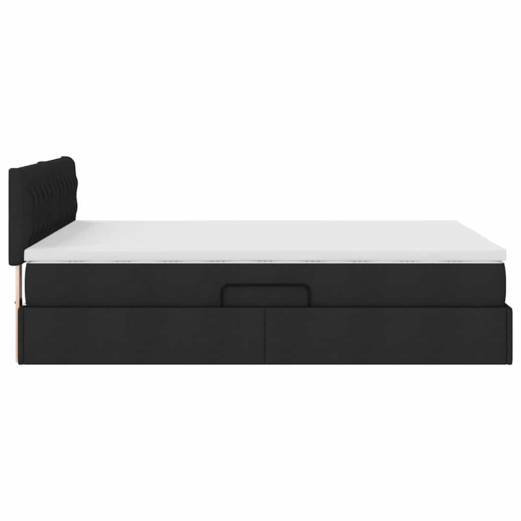 vidaXL LED Κρεβάτι αποθήκευσης με στρώμα Μαύρο 140 x 190 cm Ύφασμα