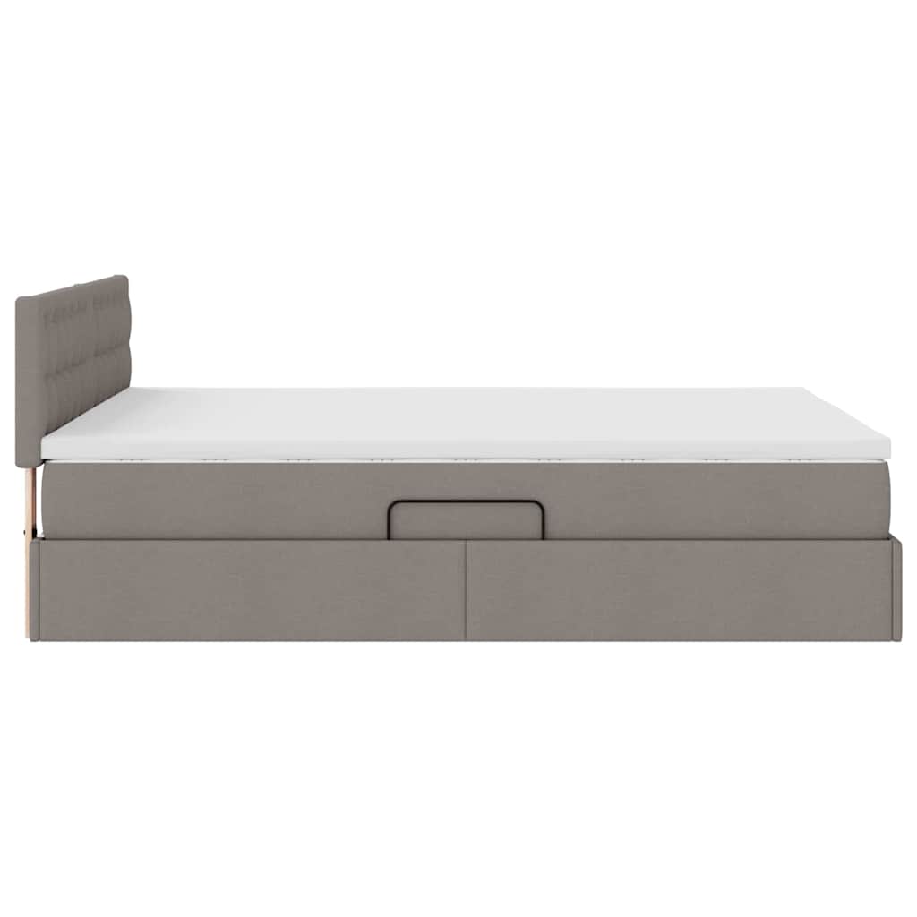 vidaXL LED Κρεβάτι αποθήκευσης με στρώμα Taupe 140 x 200 cm Ύφασμα