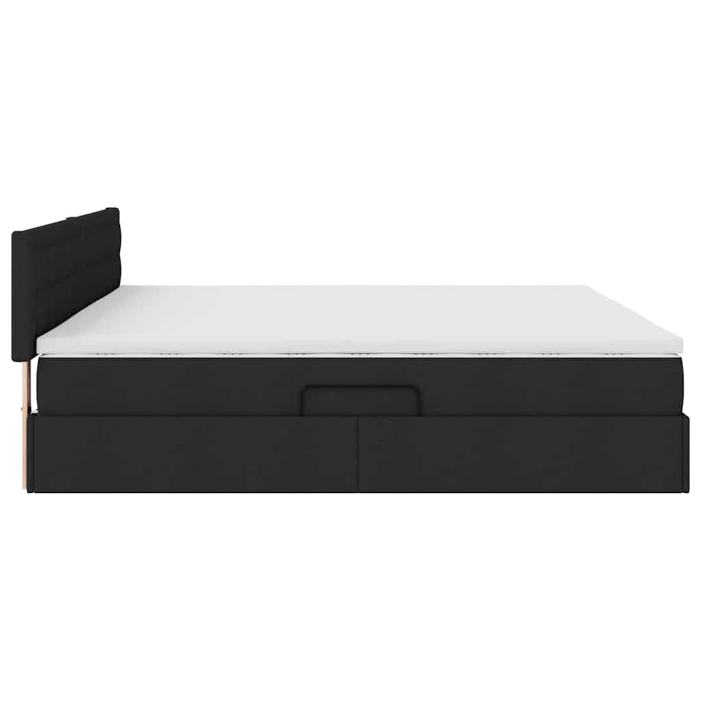 vidaXL LED Κρεβάτι αποθήκευσης με στρώμα Μαύρο 200 x 200 cm Ύφασμα