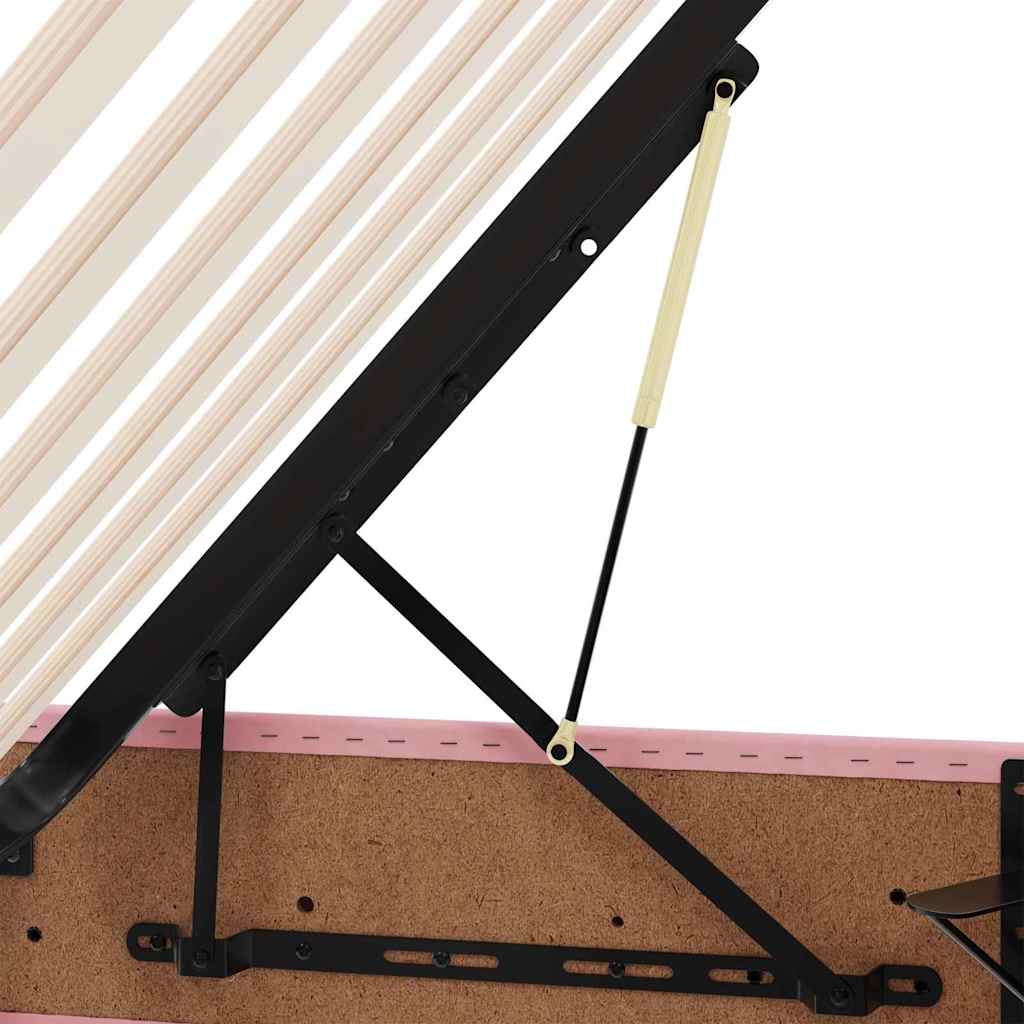 vidaXL LED Κρεβάτι αποθήκευσης με στρώμα Ροζ 90 x 200 cm Βελούδο