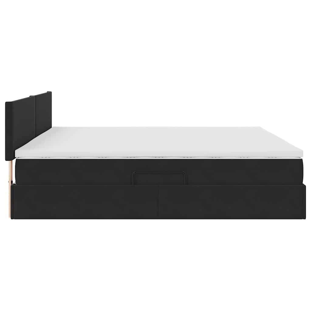 vidaXL LED Κρεβάτι αποθήκευσης με στρώμα Μαύρο 200 x 200 cm Βελούδο