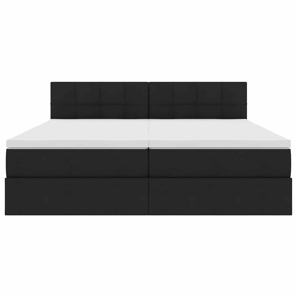 vidaXL Κρεβάτι με φώτα λωρίδας LED Μαύρο 180 x 200 cm ύφασμα