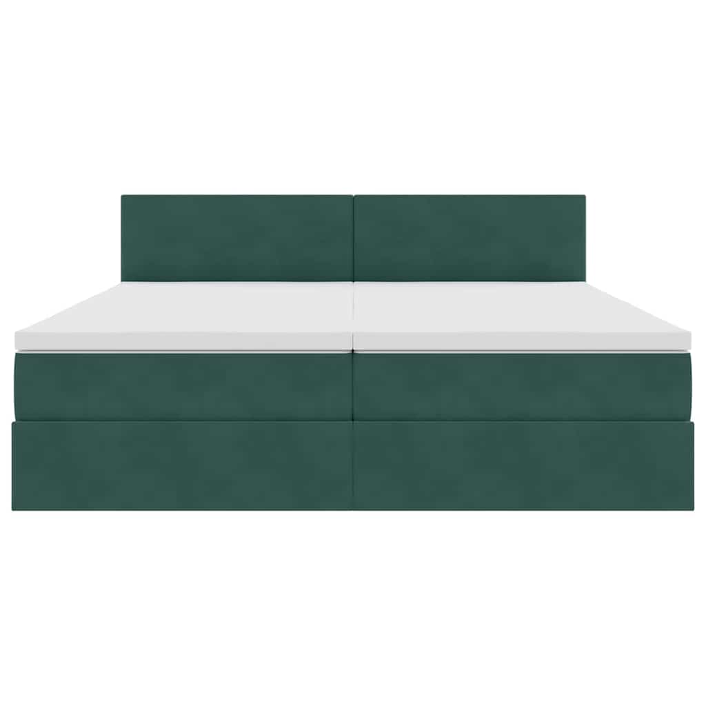 vidaXL LED Κρεβάτι αποθήκευσης με στρώμα Σκούρο Πράσινο 200 x 200 cm