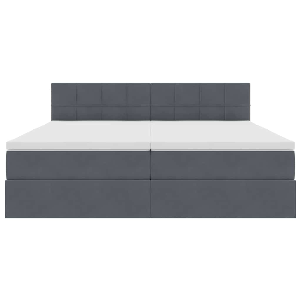 vidaXL Κρεβάτι με LED ταινίες φωτός Σκούρο Γκρι 180 x 200 cm Βελούδο