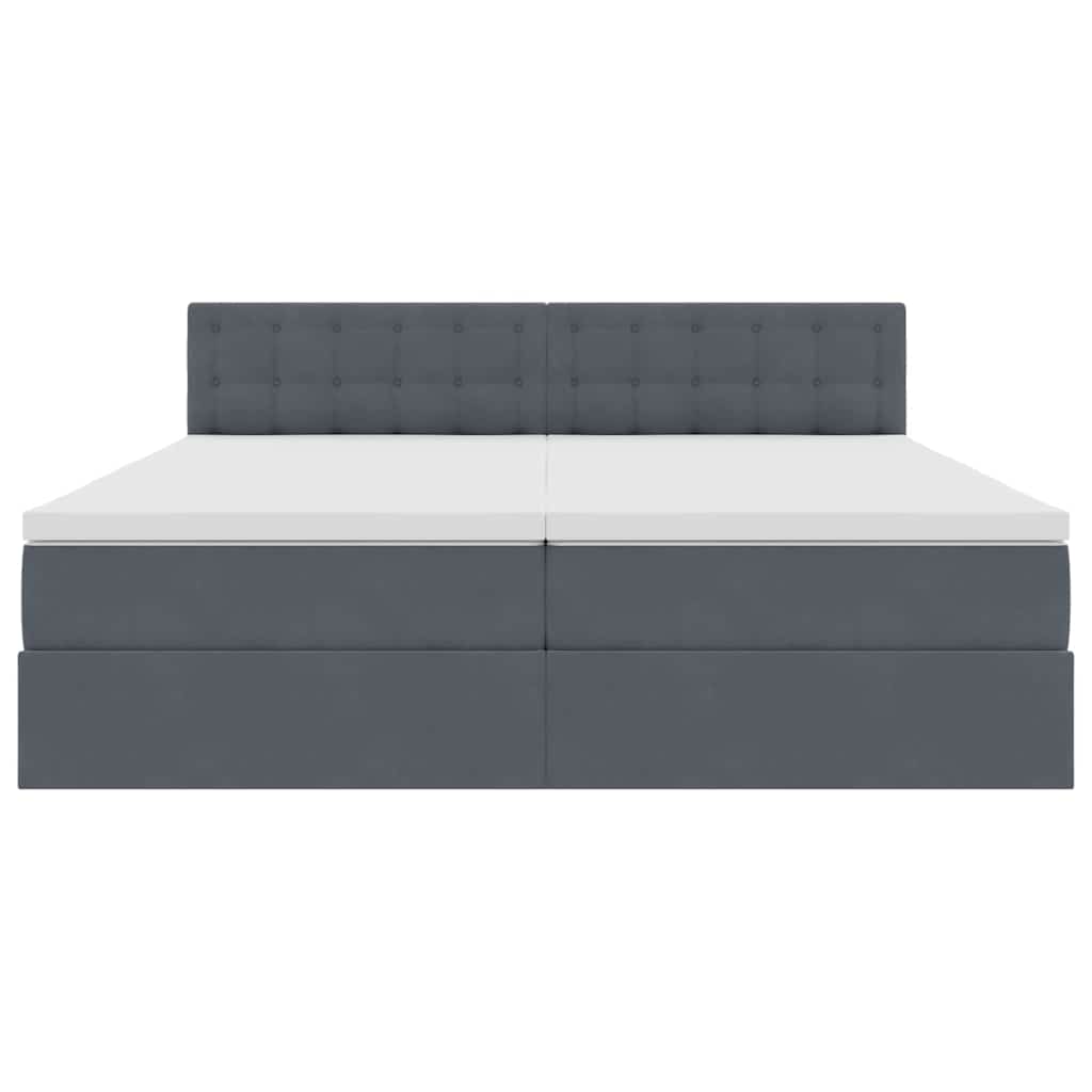 vidaXL Κρεβάτι με LED ταινίες φωτός Σκούρο Γκρι 180 x 200 cm Βελούδο