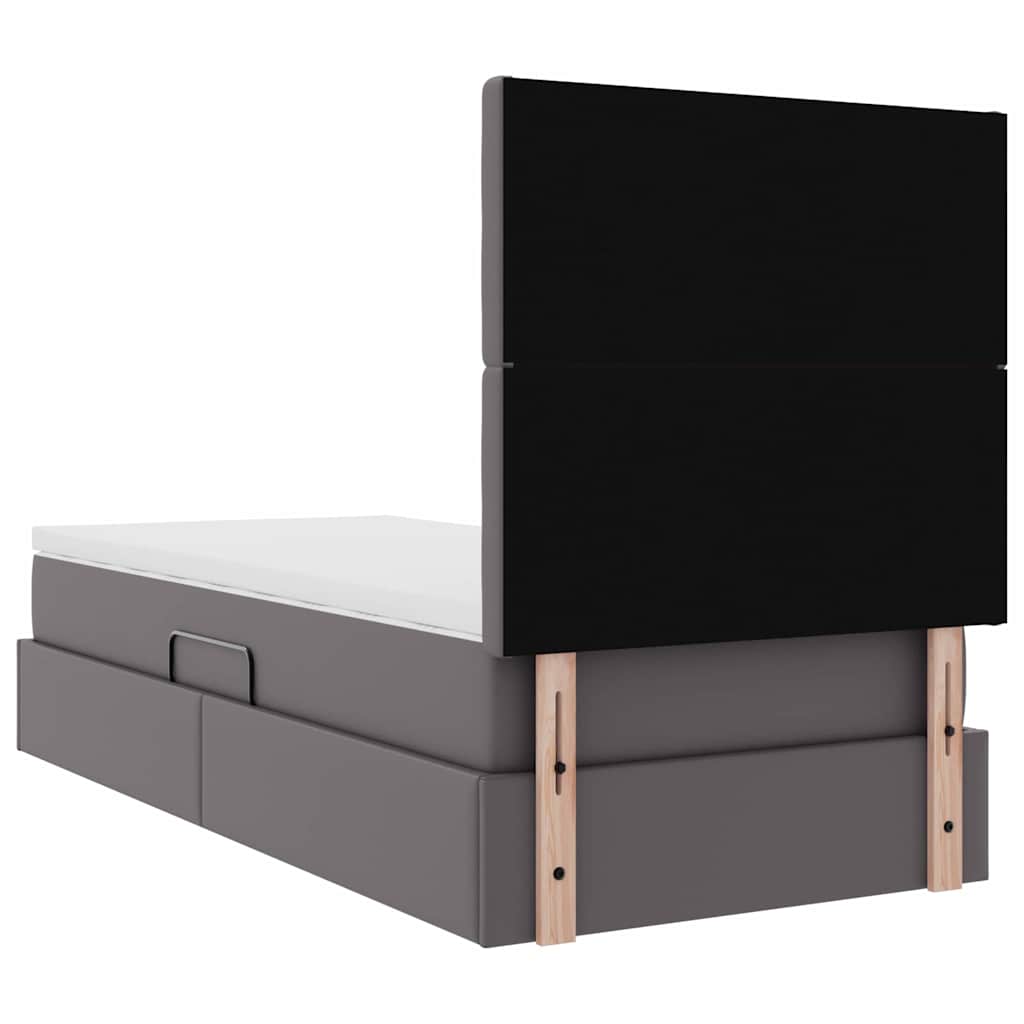 vidaXL Κρεβάτι Αποθήκης με κεφαλάρι Γκρι 90 x 200 cm Τεχνητό Δέρμα