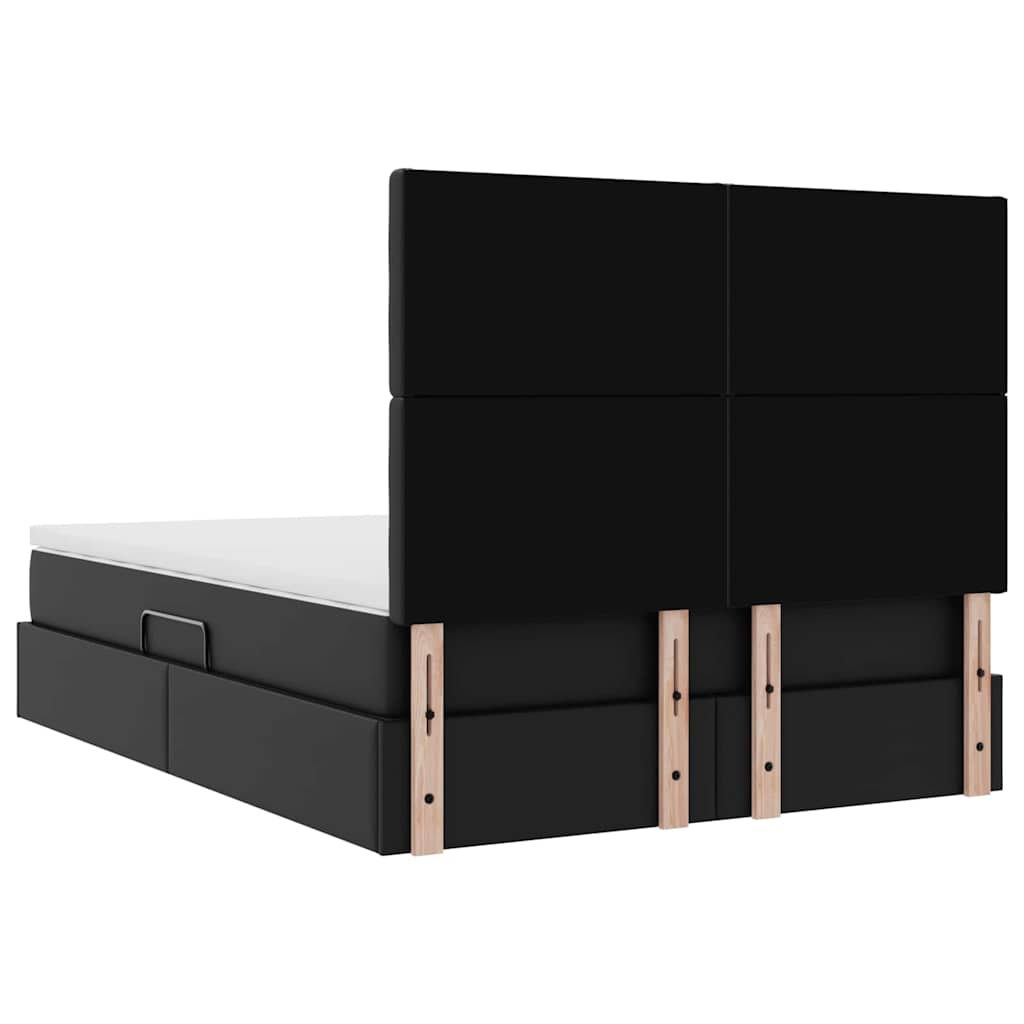 vidaXL Κρεβάτι Αποθήκης με κεφαλάρι Μαύρο 140 x 190 cm Τεχνητό Δέρμα