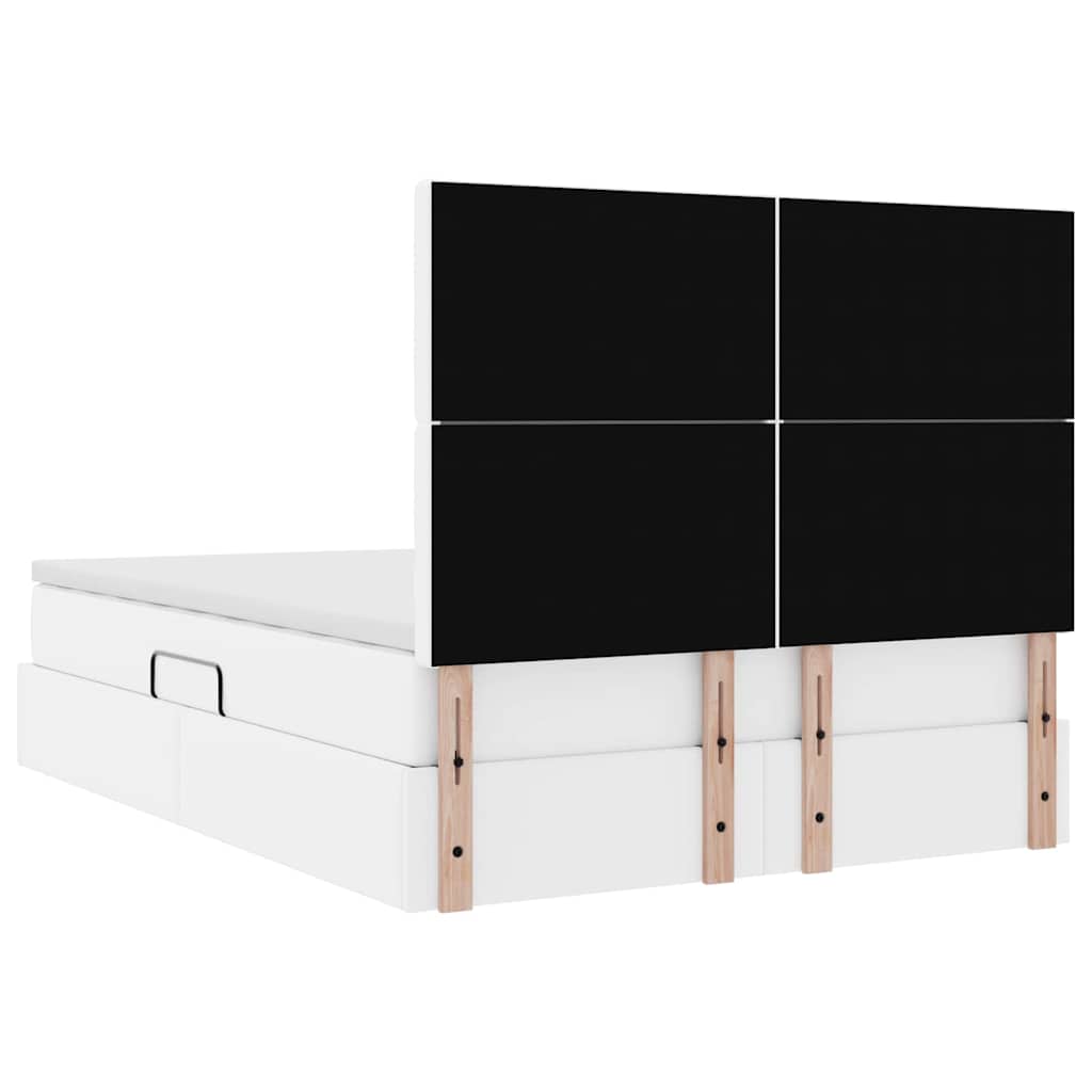 vidaXL Κρεβάτι Αποθήκης Καθαρό Λευκό 140 x 190 cm Τεχνητό Δέρμα