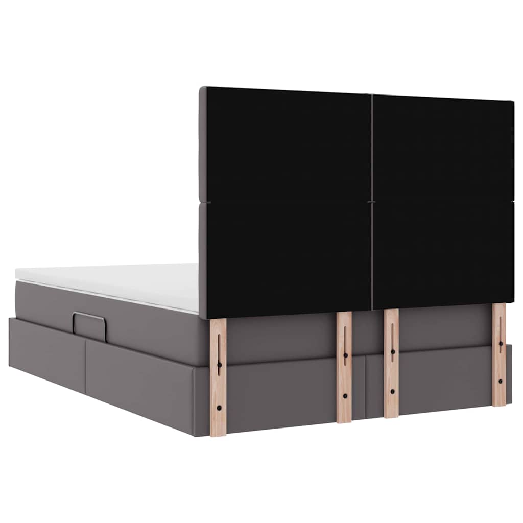 vidaXL Κρεβάτι Αποθήκης με κεφαλάρι Γκρι 140 x 200 cm Τεχνητό Δέρμα