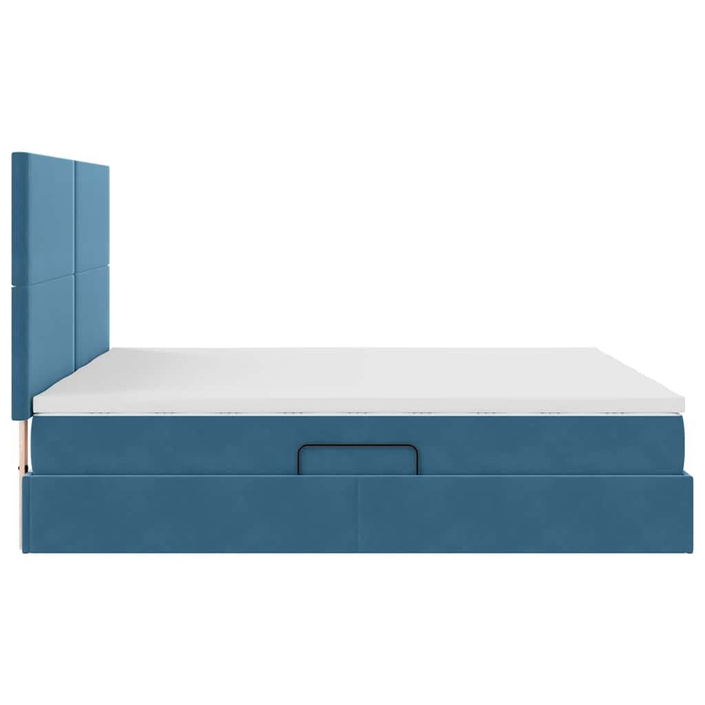 vidaXL Κρεβάτι Αποθήκης με κεφαλάρι Σκούρο Μπλε 180 x 200 cm Βελούδο