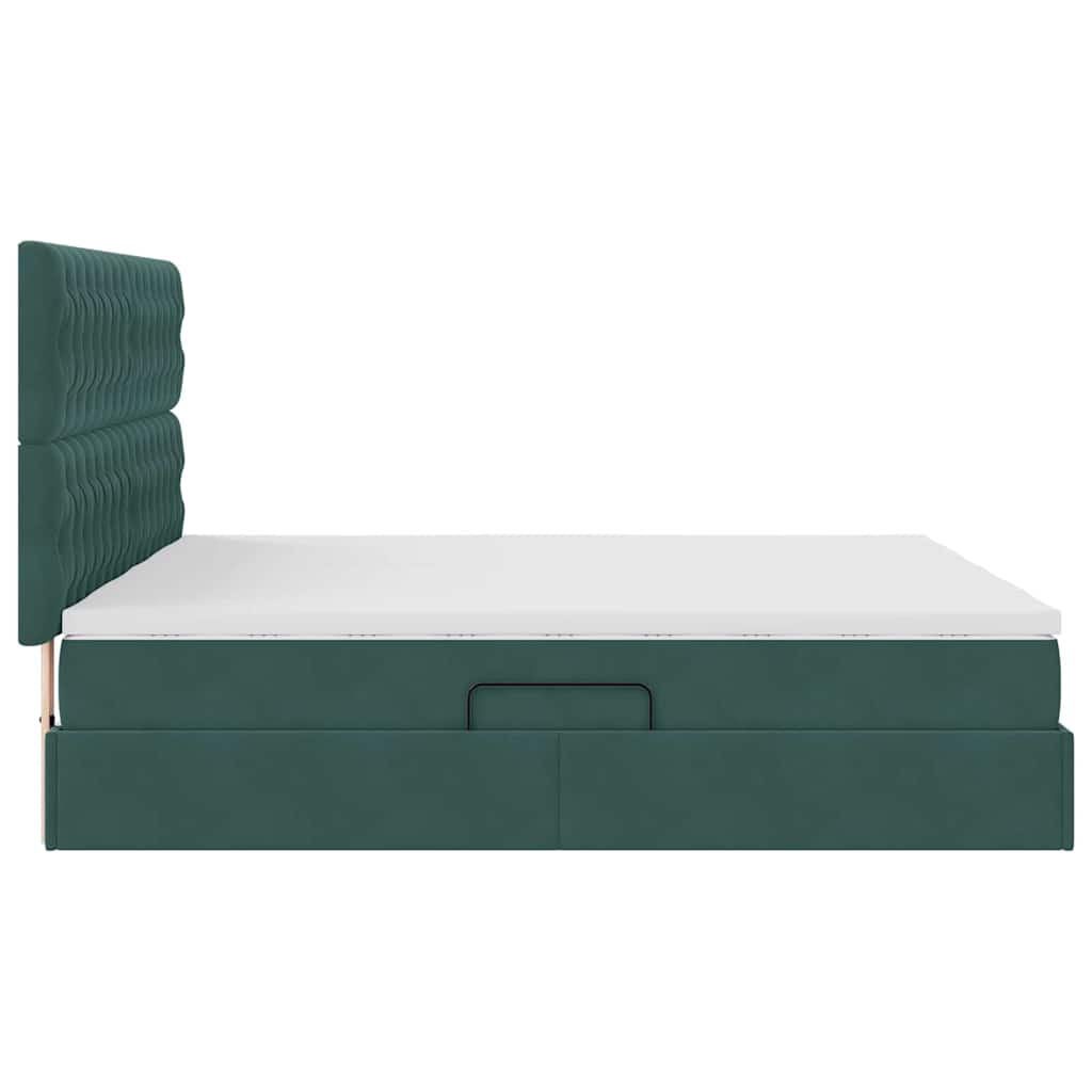 vidaXL Κρεβάτι Αποθήκης Σκούρο Πράσινο 180 x 200 cm Βελούδο