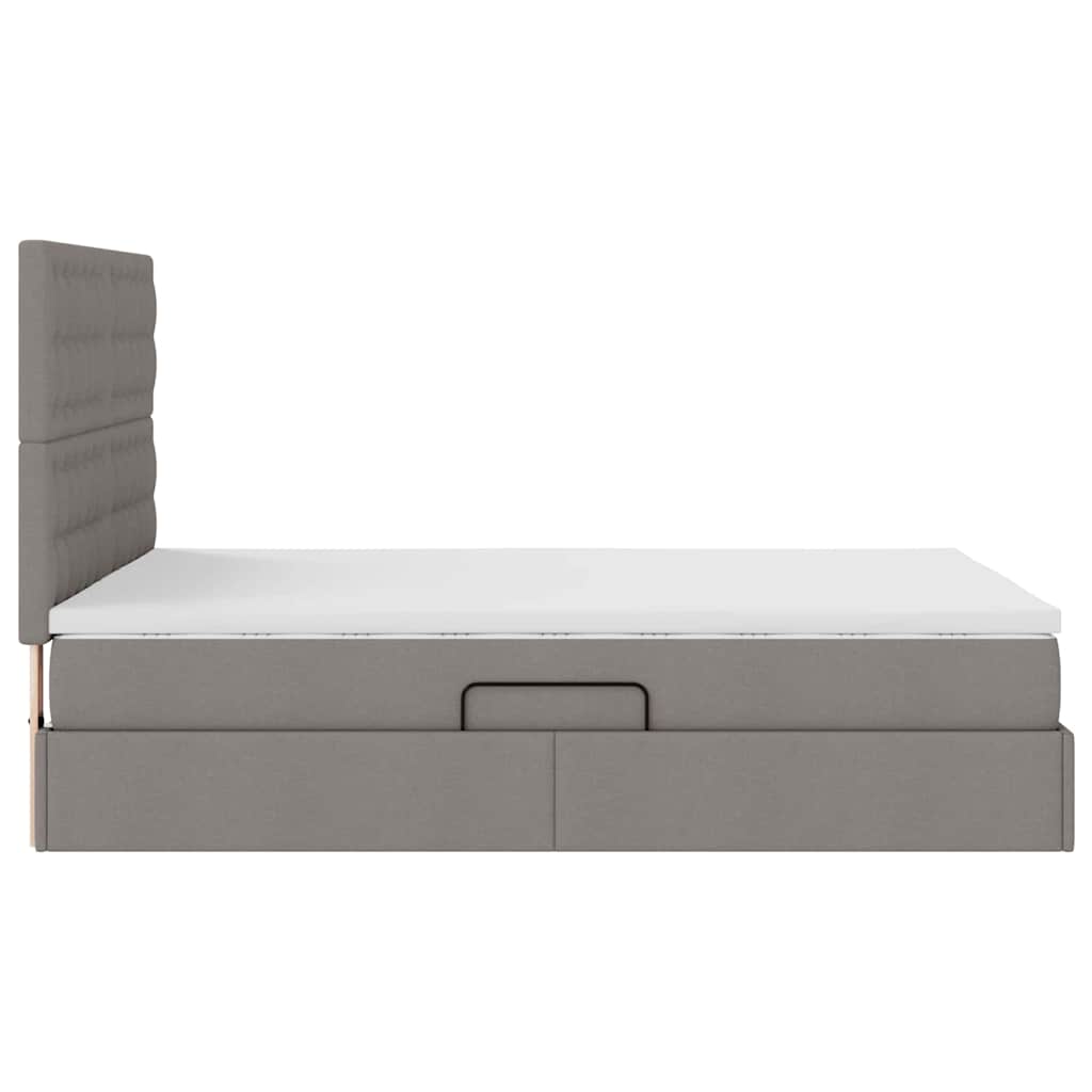 vidaXL LED Κρεβάτι αποθήκευσης με στρώμα Taupe 140 x 200 cm Ύφασμα