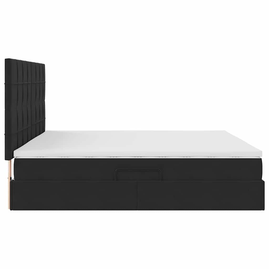 vidaXL LED Κρεβάτι αποθήκευσης με στρώμα Μαύρο 200 x 200 cm Βελούδο