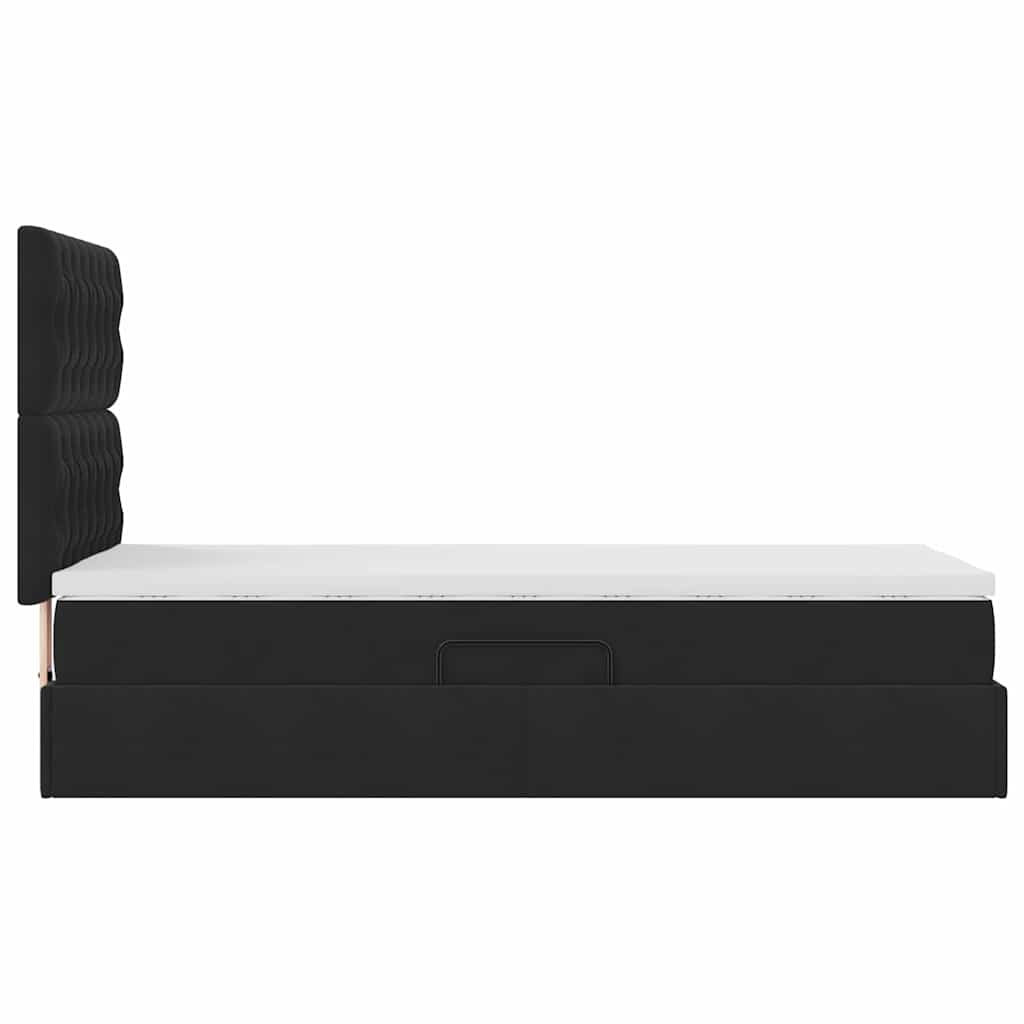 vidaXL LED Κρεβάτι αποθήκευσης με στρώμα Μαύρο 90 x 190 cm Βελούδο
