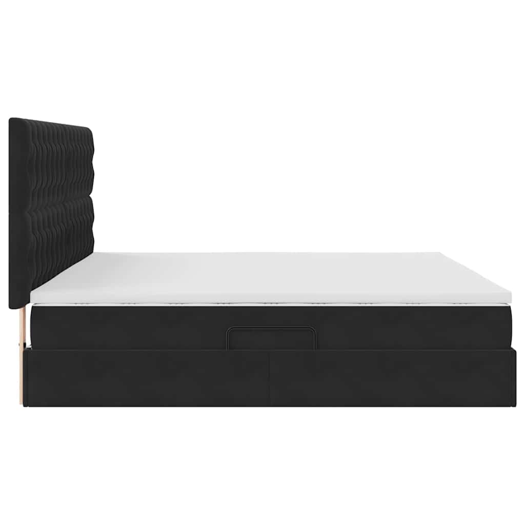 vidaXL LED Κρεβάτι αποθήκευσης με στρώμα Μαύρο 200 x 200 cm Βελούδο