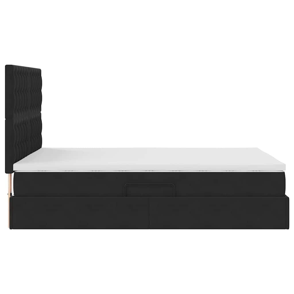 vidaXL LED Κρεβάτι αποθήκευσης με στρώμα Μαύρο 140 x 190 cm Βελούδο