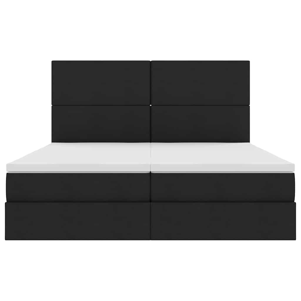 vidaXL Κρεβάτι με φώτα λωρίδας LED Μαύρο 180 x 200 cm ύφασμα