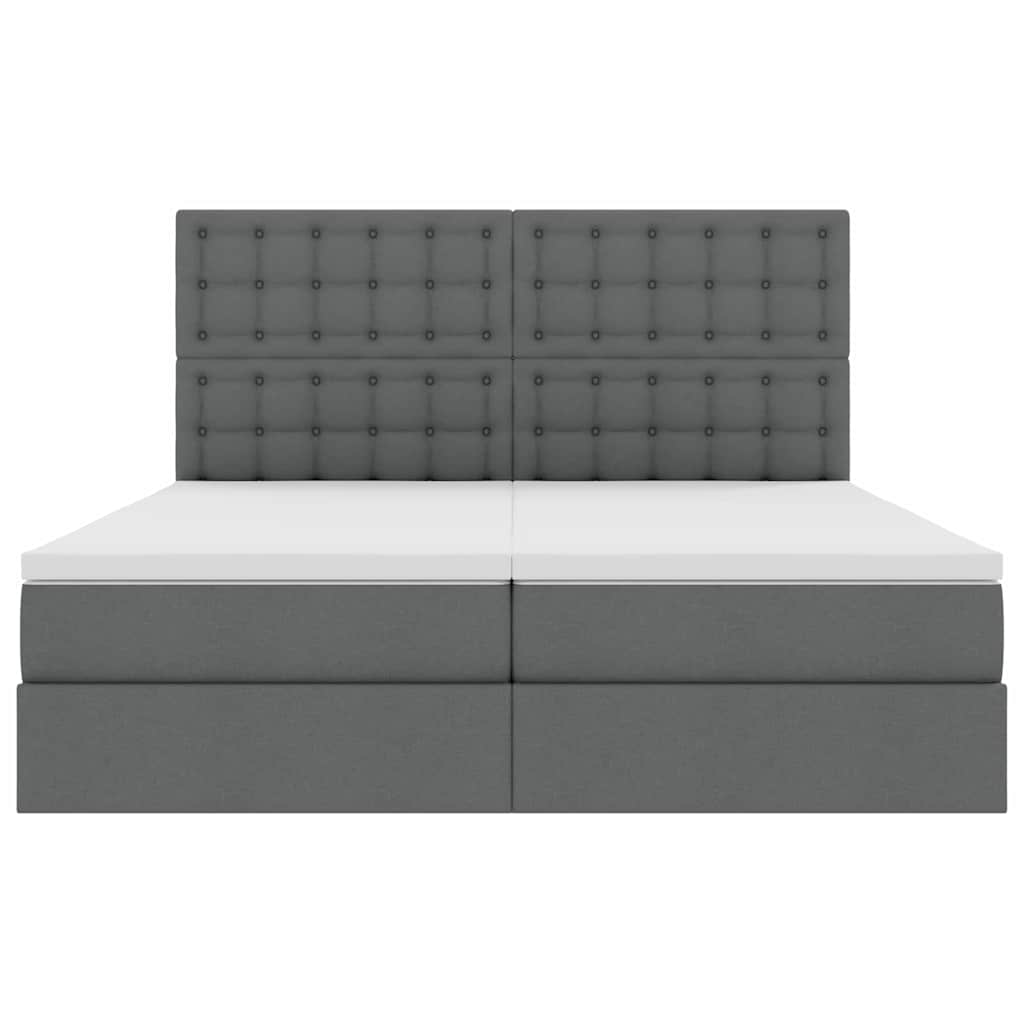 vidaXL Κρεβάτι με φώτα λωρίδας LED Σκούρο Γκρι 180 x 200 cm ύφασμα