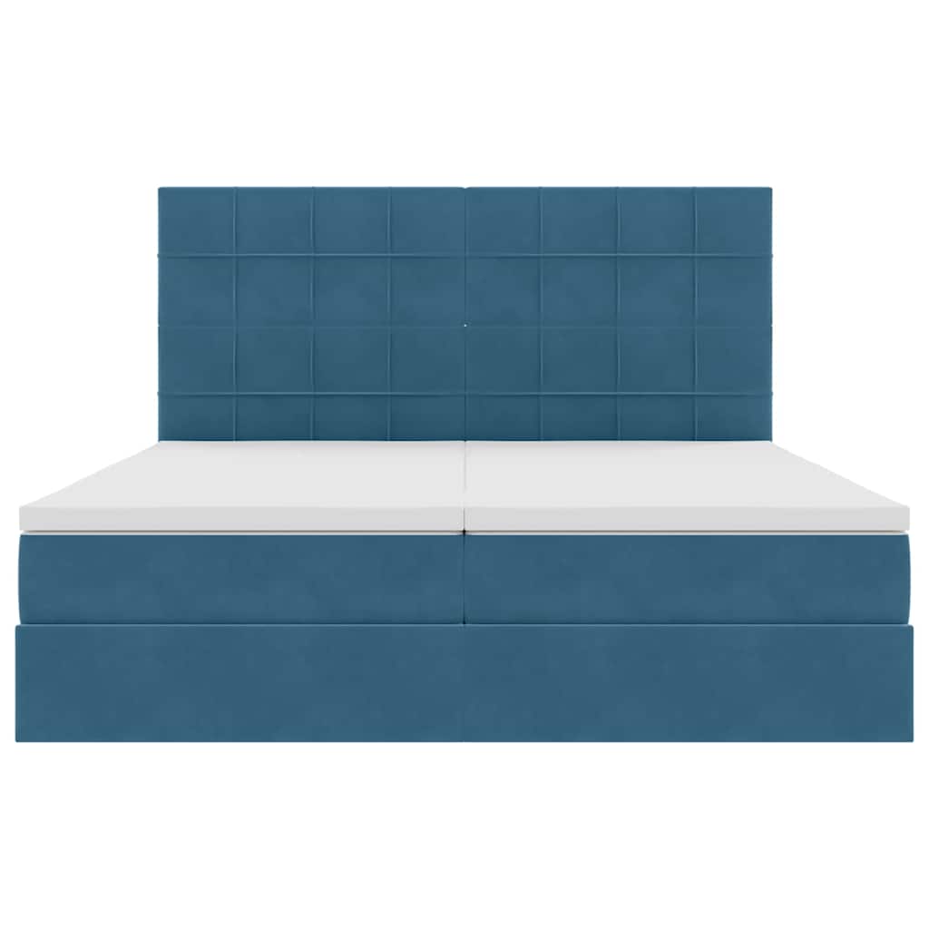 vidaXL LED Κρεβάτι αποθήκευσης με στρώμα Σκούρο Μπλε 180 x 200 cm