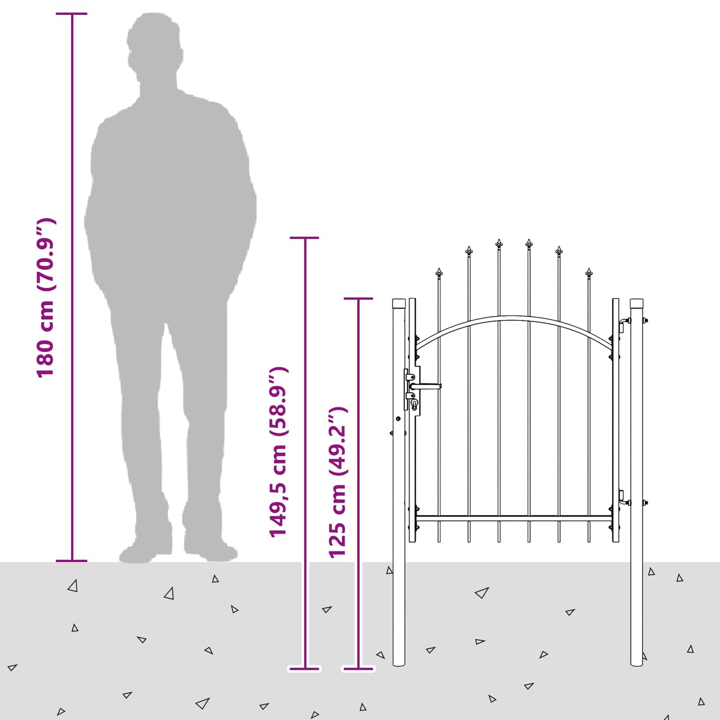 vidaXL Πύλη Κήπου με κλειδαριά Γκρι 100 x 100 cm Ατσάλι