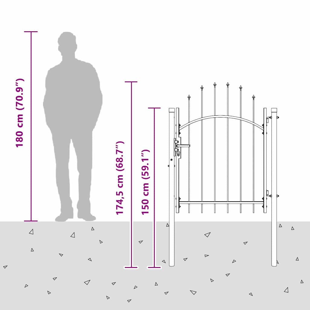 vidaXL Πύλη Κήπου με κλειδαριά Γκρι 125 x 100 εκ Ατσάλι